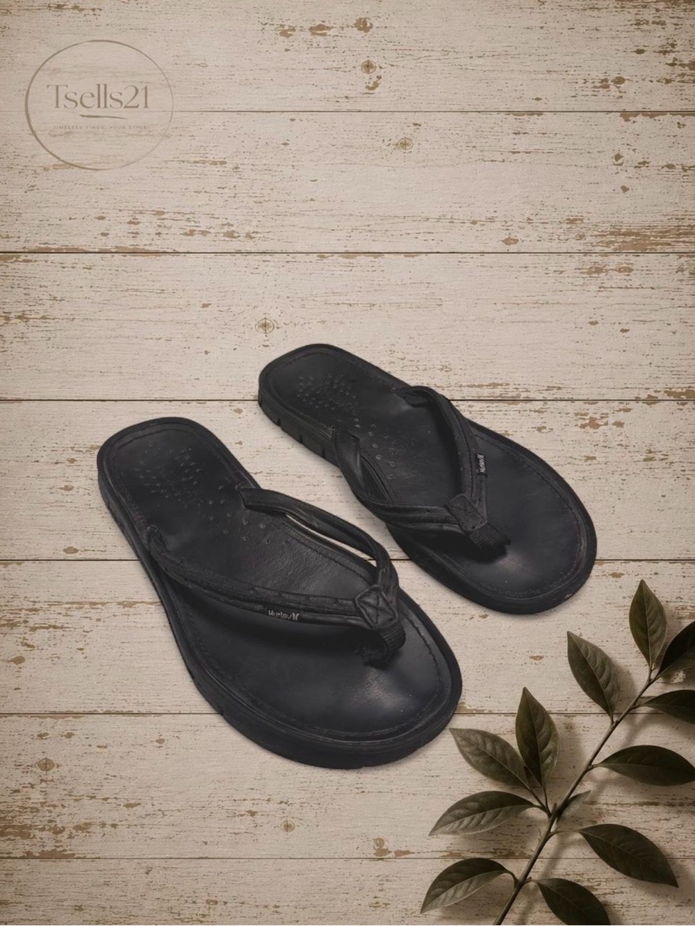 Hurley Men's Black Flip-Flops / Sandals - Size 9